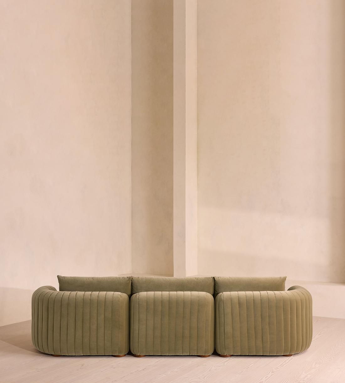 Vivienne Sectional Sofa - Four Seater - Velvet Lichen - US - Images - Image 4