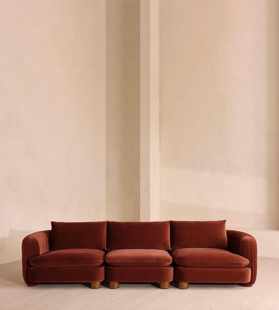 Vivienne Deeper Sit Sectional Sofa - Four Seater - Velvet Rust US - Listing - Image 1
