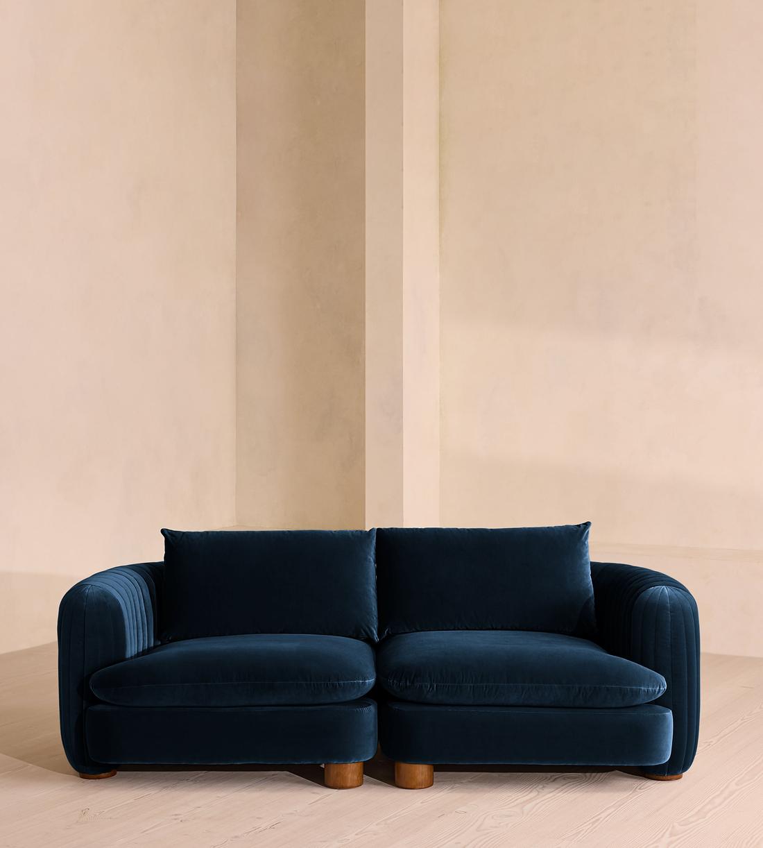 Vivienne Deeper Sit Sectional Sofa - Three Seater - Velvet Royal Blue US - Listing - Image 1