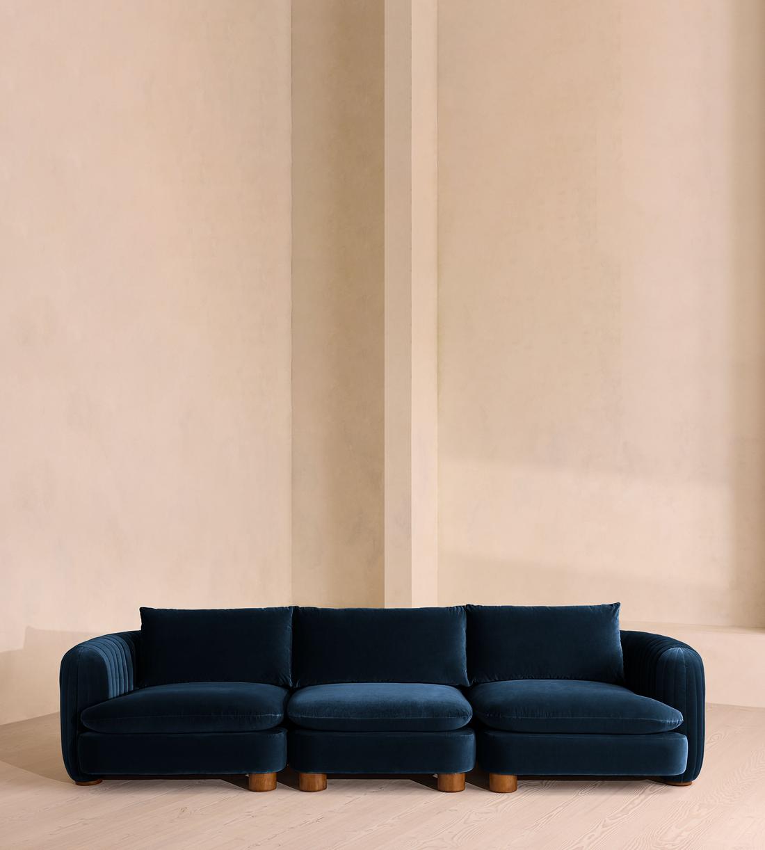Vivienne Deeper Sit Sectional Sofa - Four Seater - Velvet Royal Blue US - Listing - Image 1