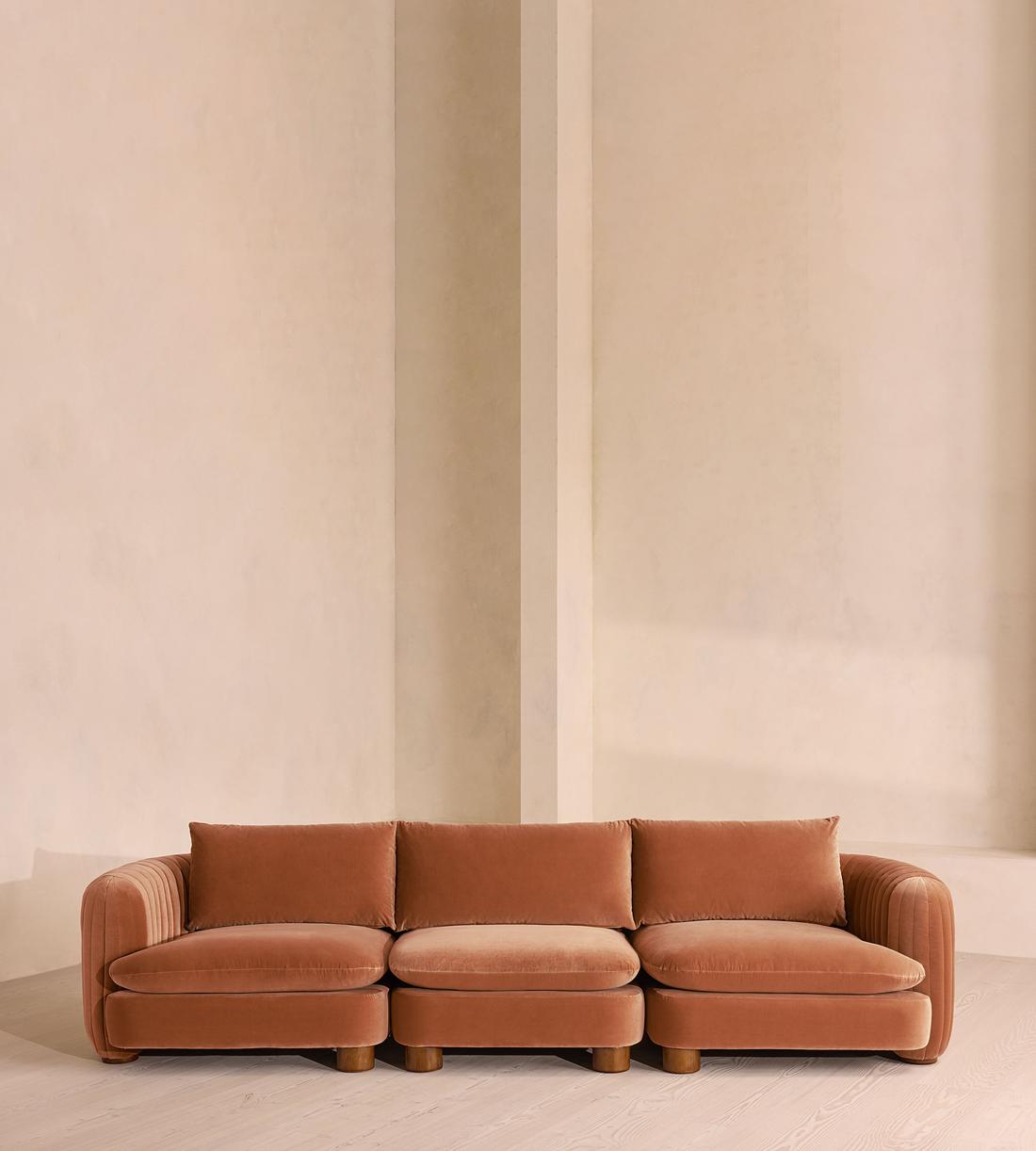 Vivienne Deeper Sit Sectional Sofa - Four Seater - Velvet Antique Rose US - Listing - Image 1