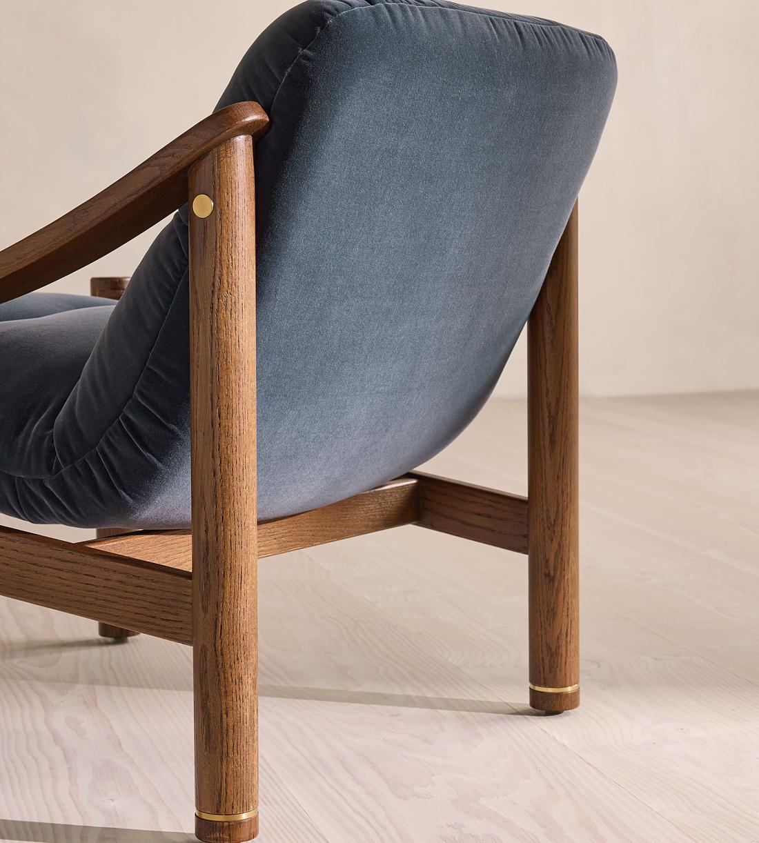 Karine Armchair - Dark Stain - Grey Blue Velvet - US - Images - Image 5