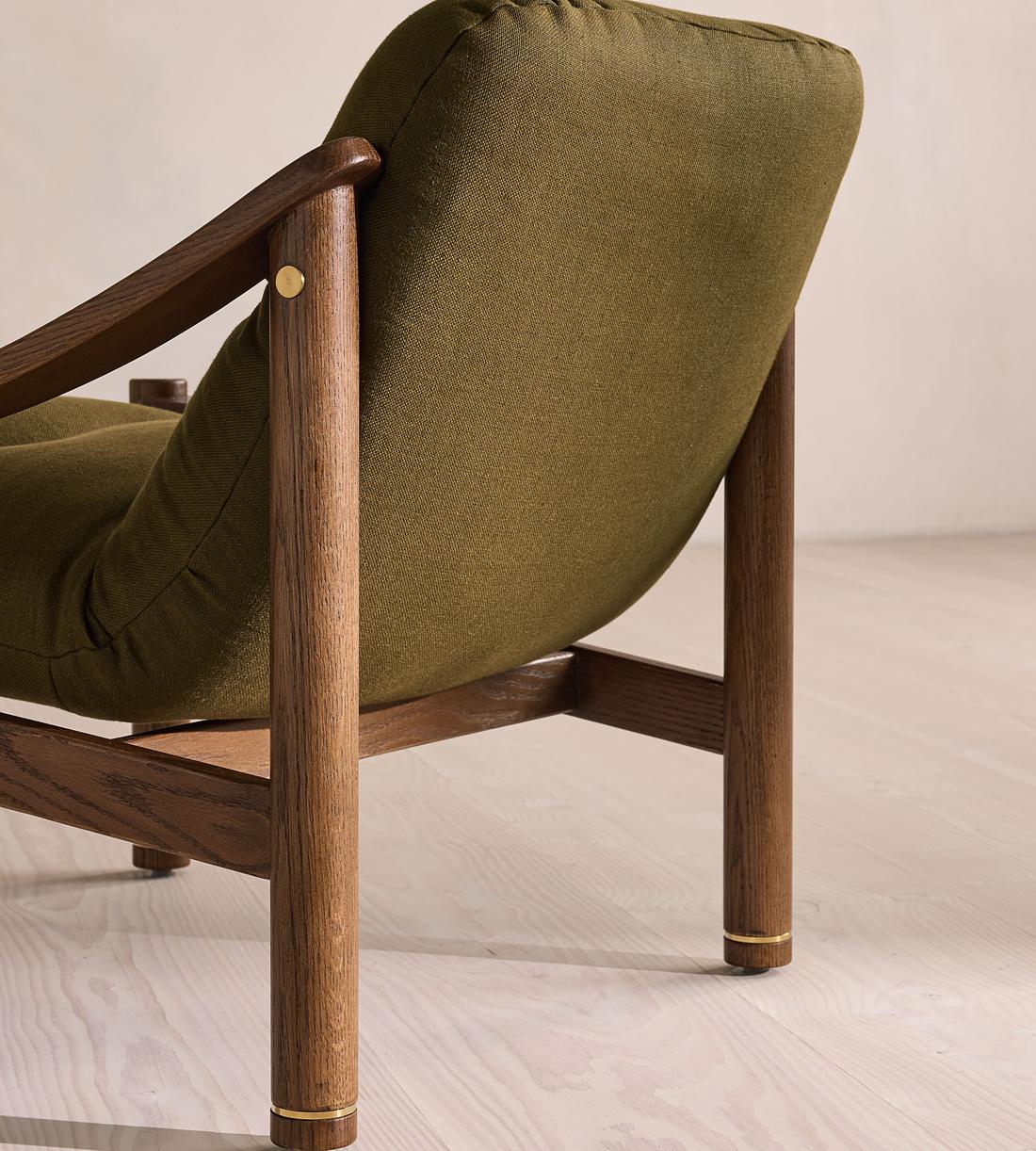 Karine Armchair - Dark Stain - Linen - Olive - US - Images - Image 5