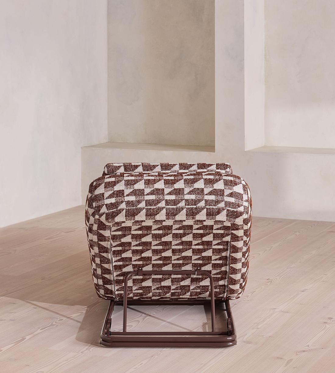 Celia Outdoor Sunlounger - Geometric - Maroon - Images - Image 6