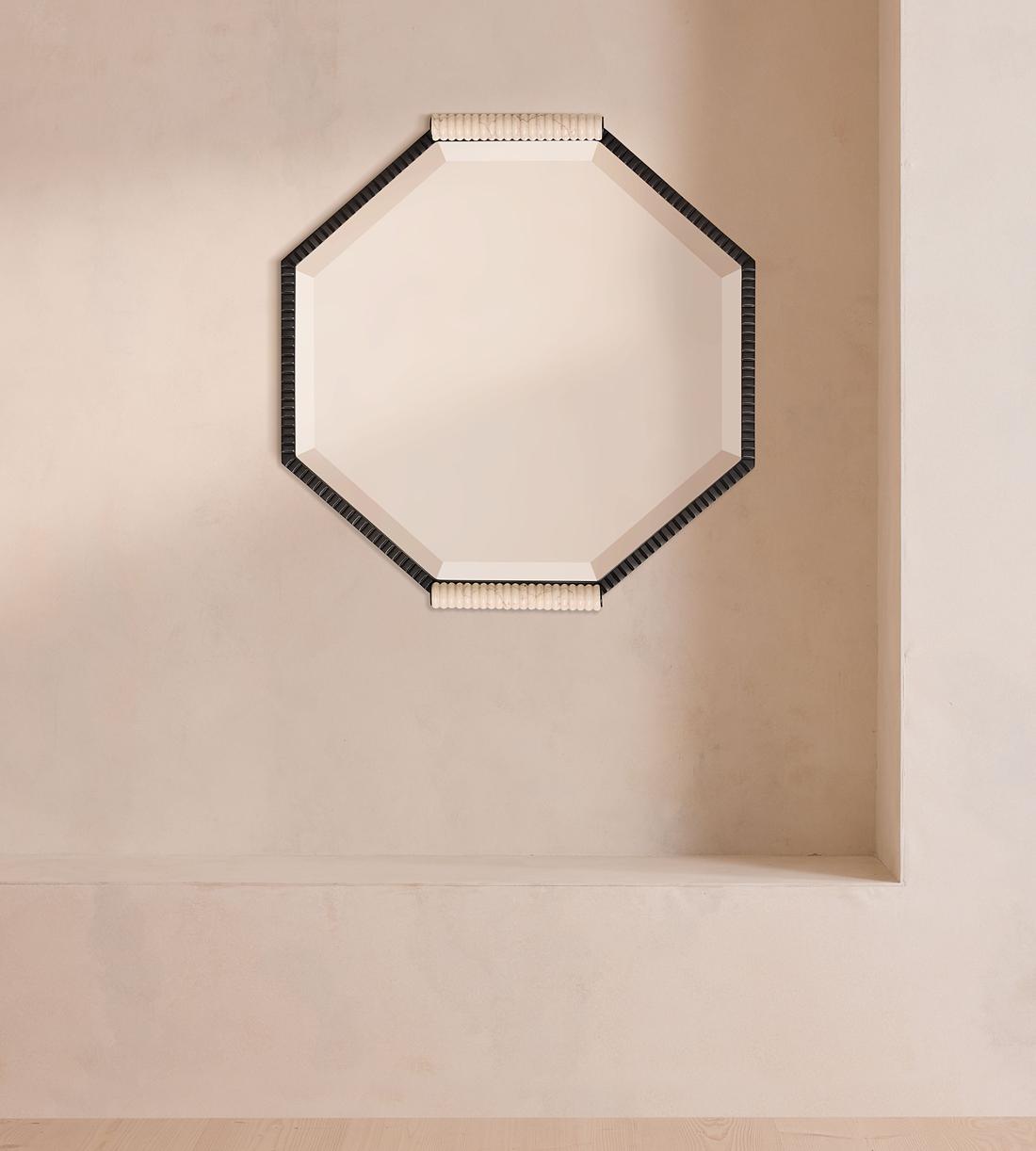 Welton Wall Mirror - Blackened Brass & Travertine - Extra Small - Listing - Image 2
