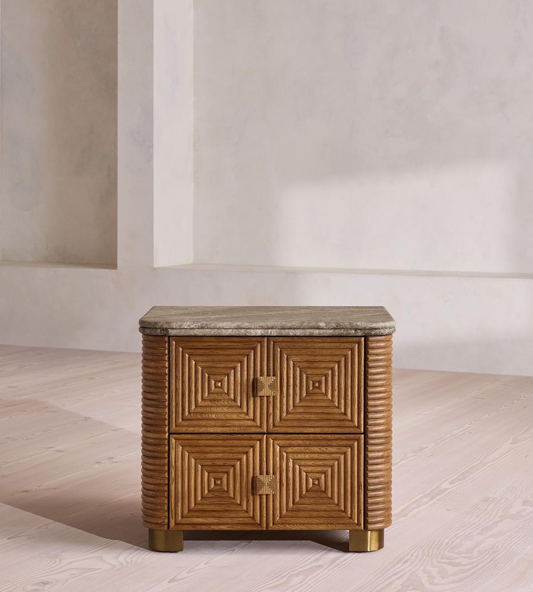 Kingsley Bedside Table - Large - Grey Emperador Marble - Listing - Image 1
