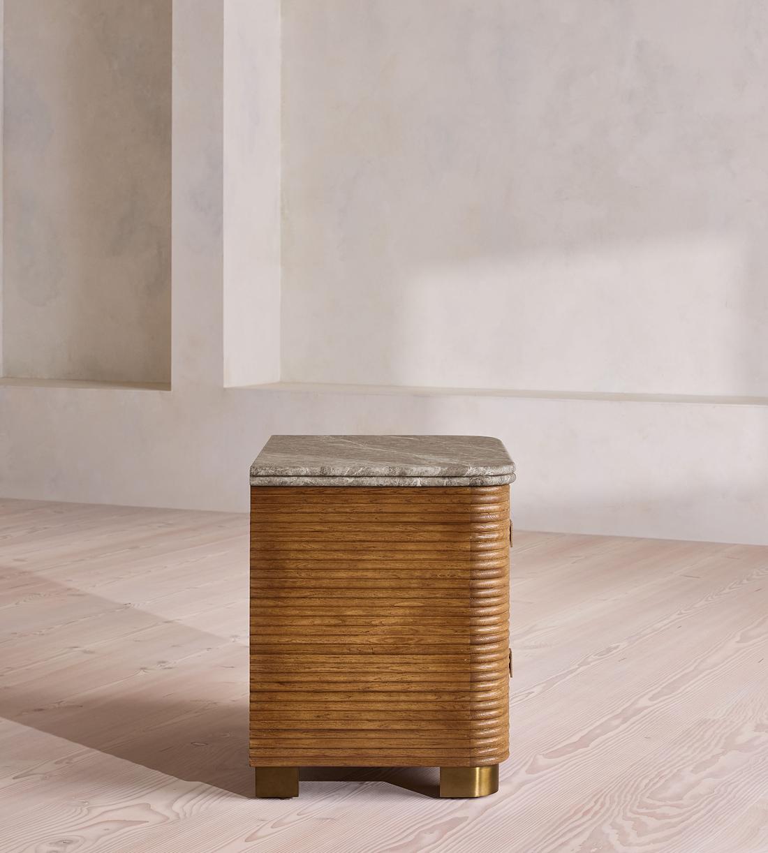 Kingsley Bedside Table - Large - Grey Emperador Marble - Images - Image 3