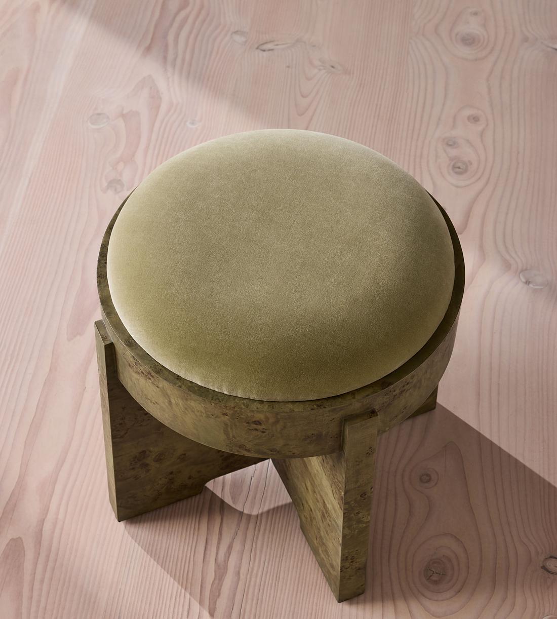 Dalton Burl Footstool - Velvet - Lichen - US - Images - Image 5