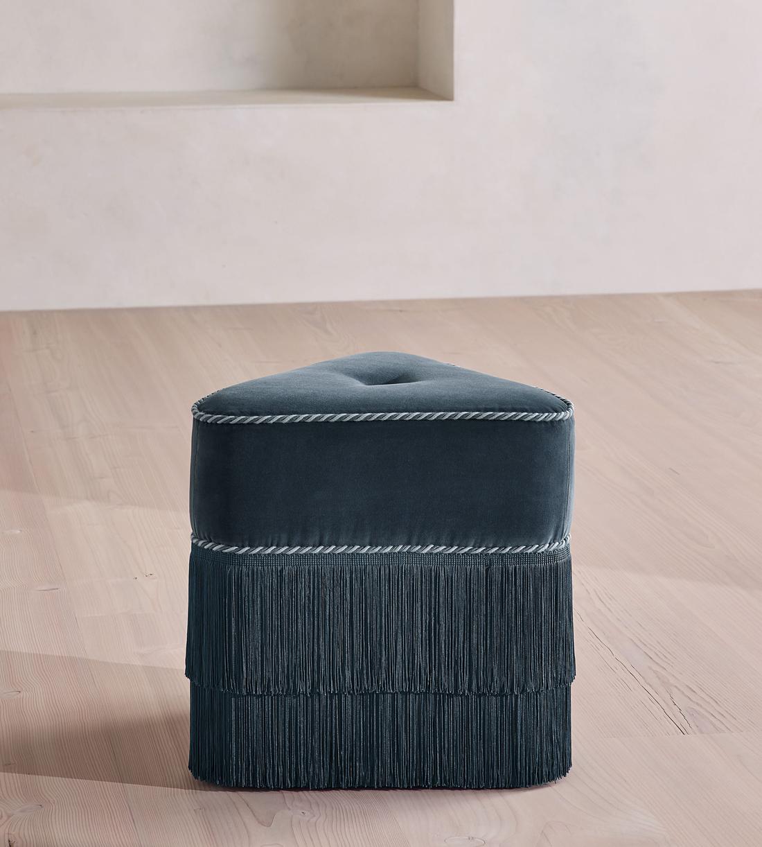 Marta Footstool - Velvet - Grey Blue - US - Listing - Image 2