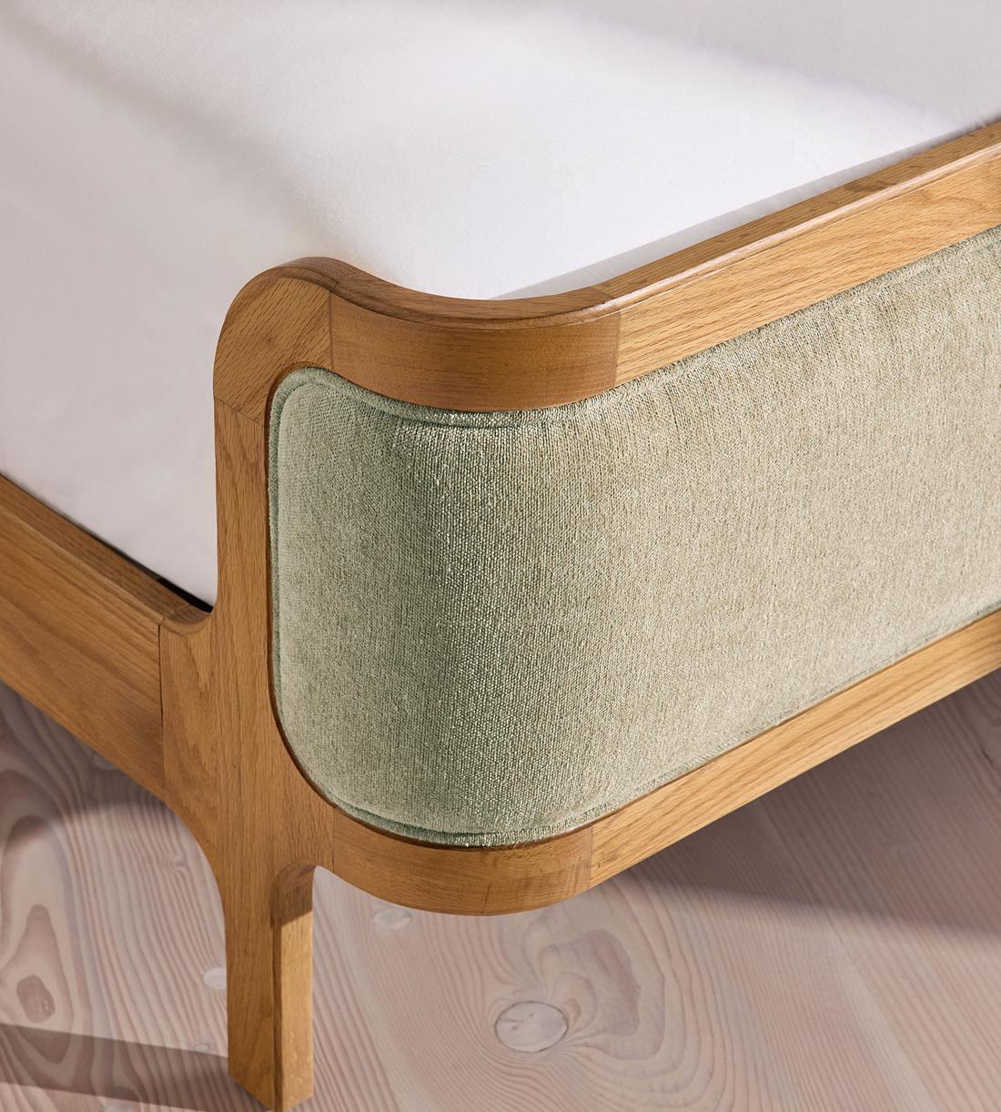 Belsa Bed - Light Wood - King - Linen Chenille - Sage - UK - Images - Image 7