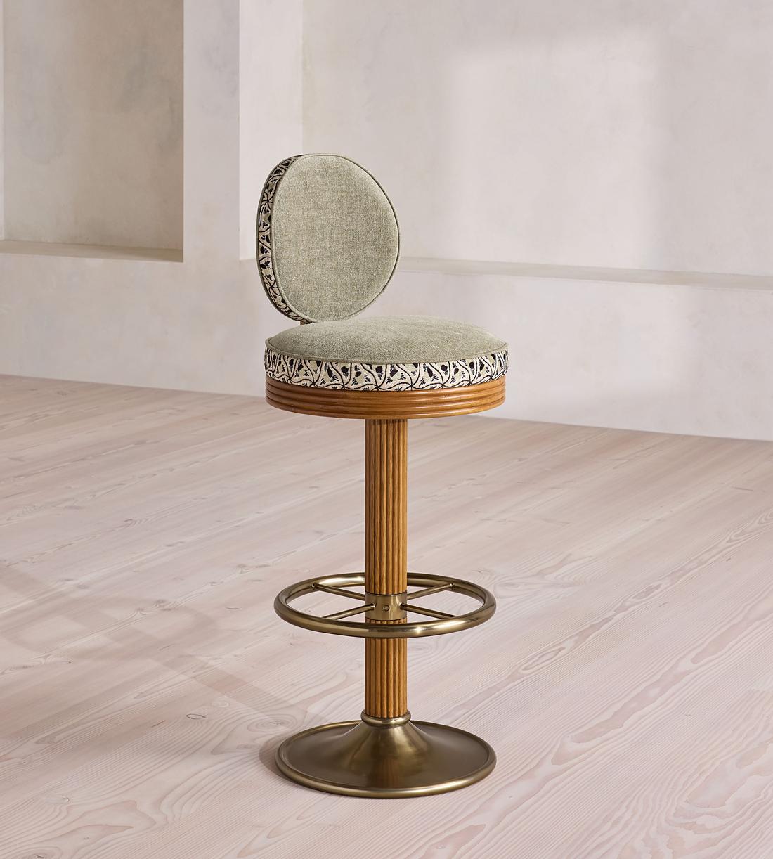 Alma Barstool - Murphy Jacquard & Sage Linen Chenille - UK - Listing - Image 2