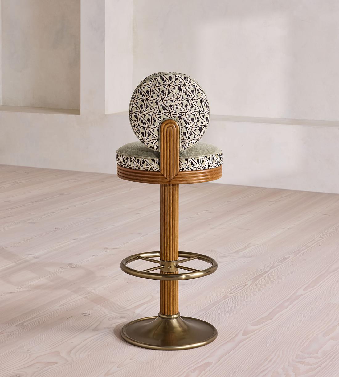Alma Barstool - Murphy Jacquard & Sage Linen Chenille - UK - Images - Image 3