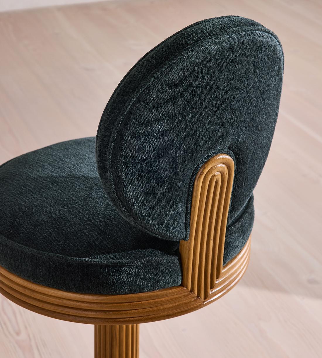 Alma Barstool - Linen Chenille - Deep Teal - US - Images - Image 4
