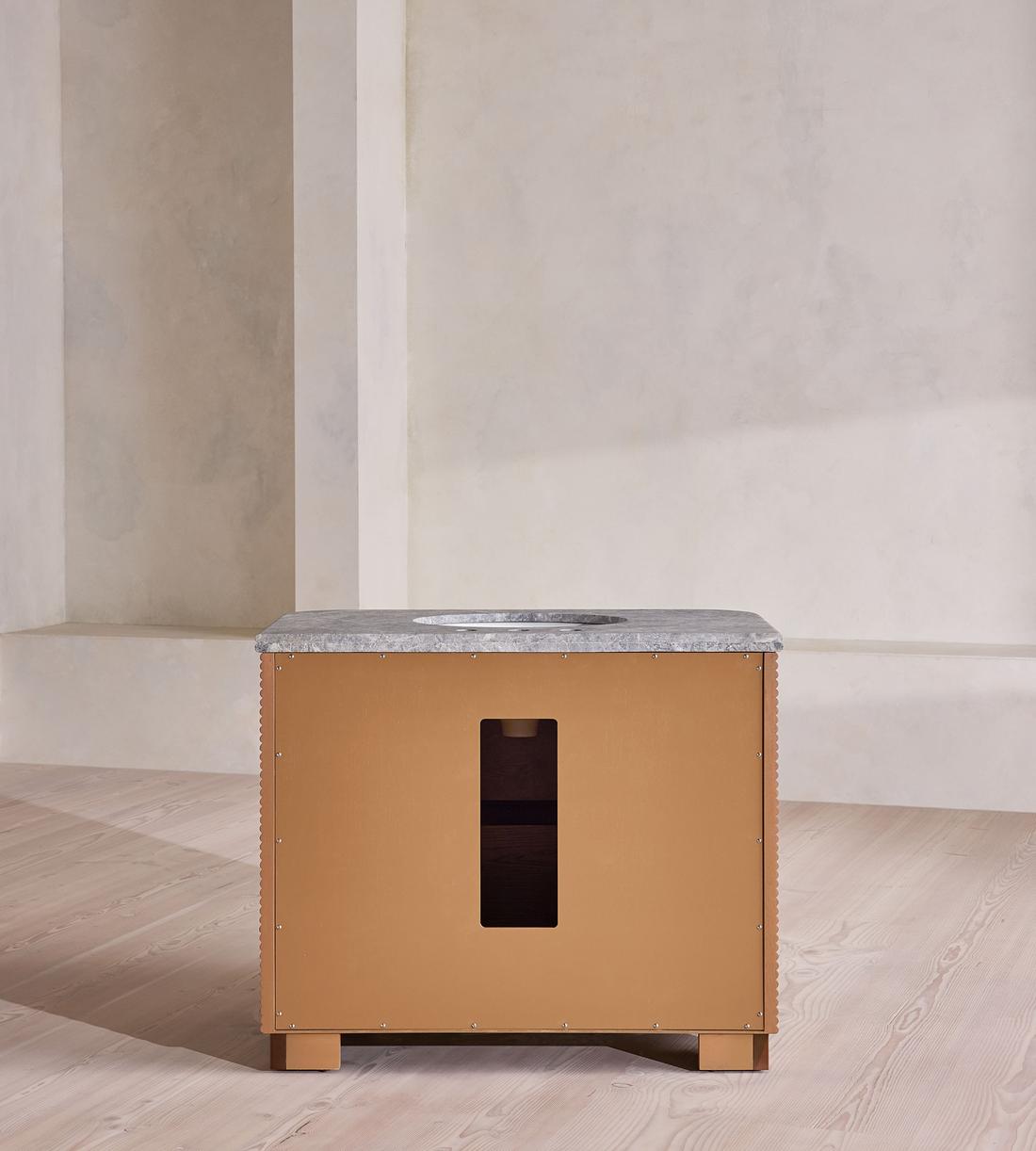Kingsley Single Vanity Unit - Grey Emperador Marble - Images - Image 6