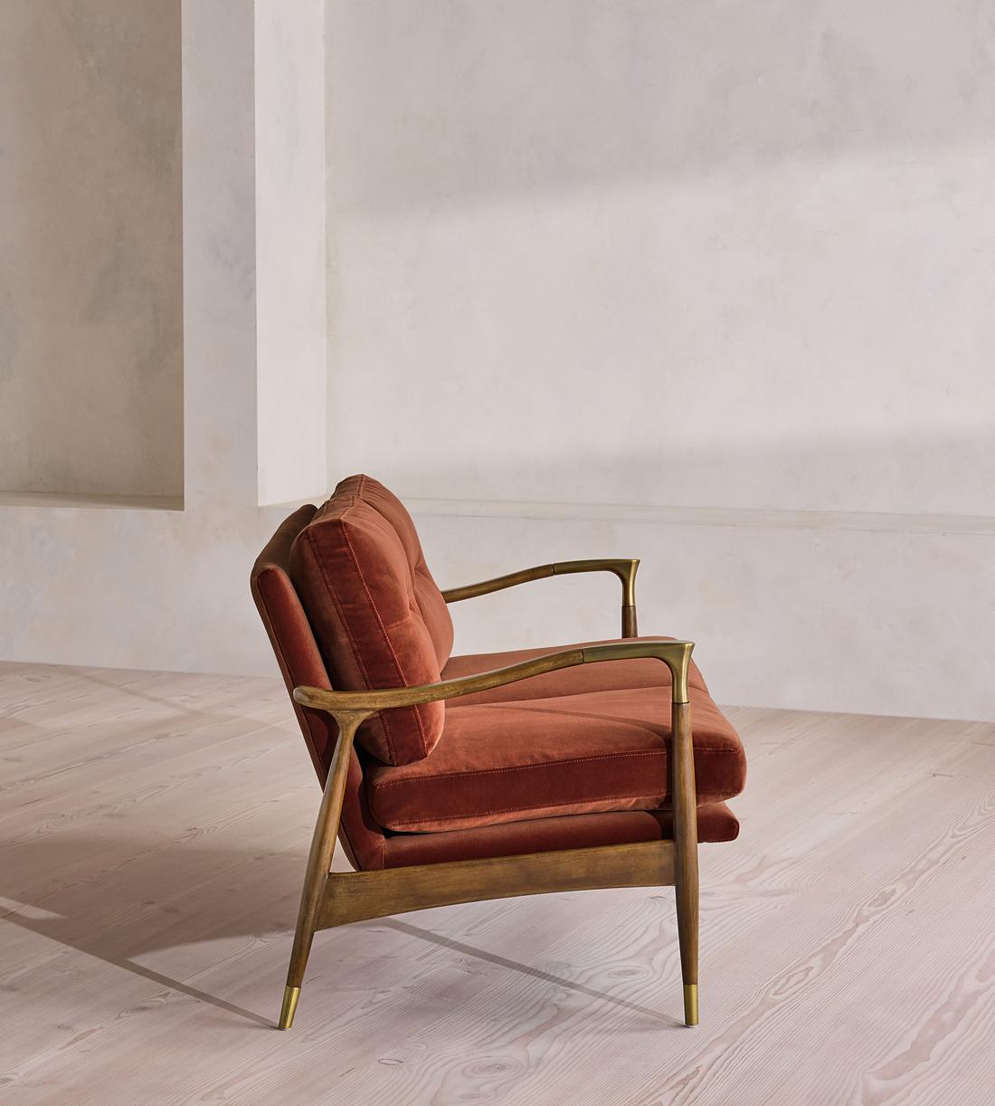 Theodore Two Seater Sofa - Velvet - Rust - US - Images - Image 5