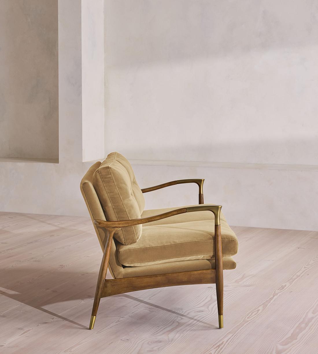 Theodore Two Seater Sofa - Velvet - Camel - UK - Images - Image 3