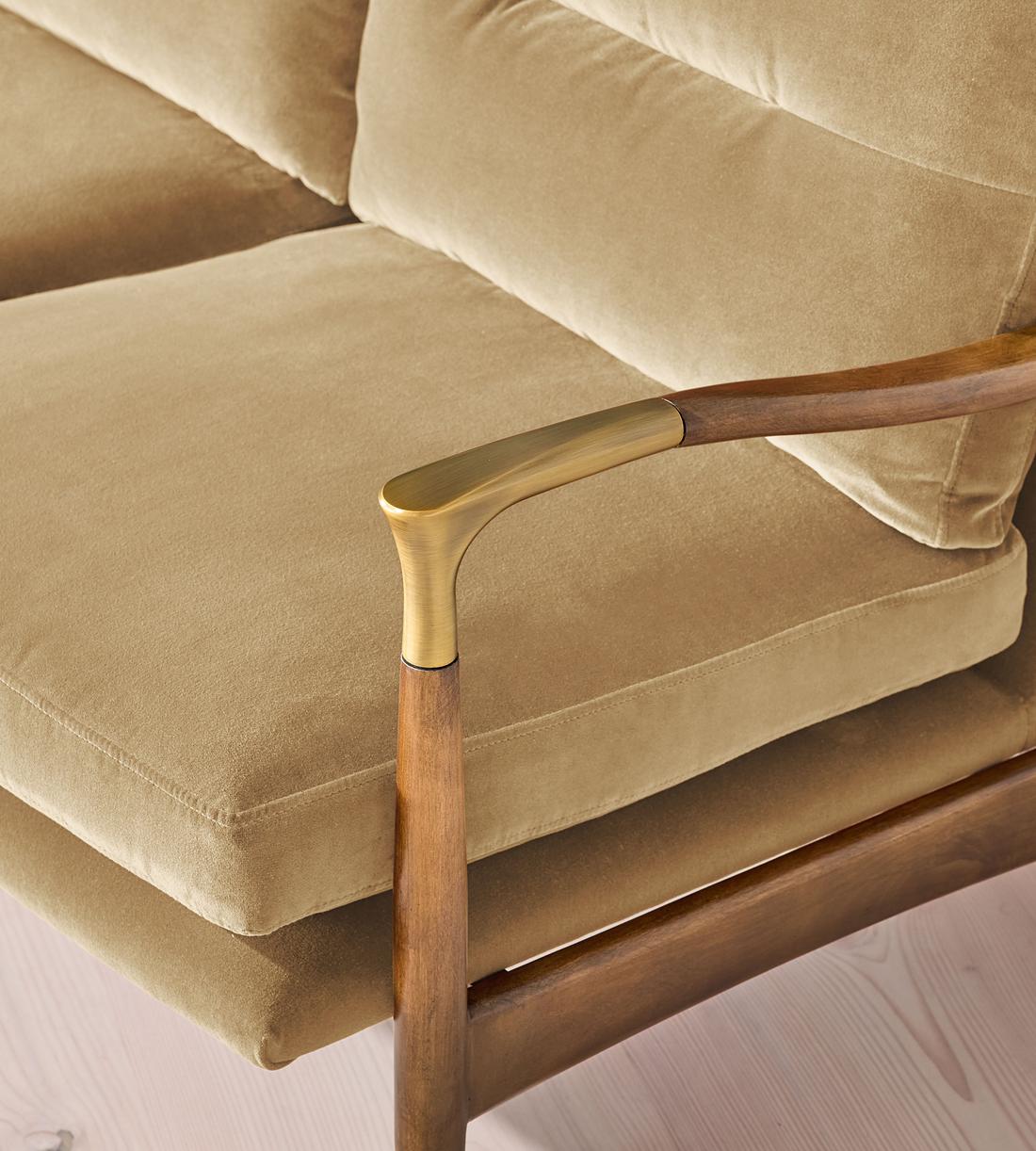 Theodore Two Seater Sofa - Velvet - Camel - US - Images - Image 5