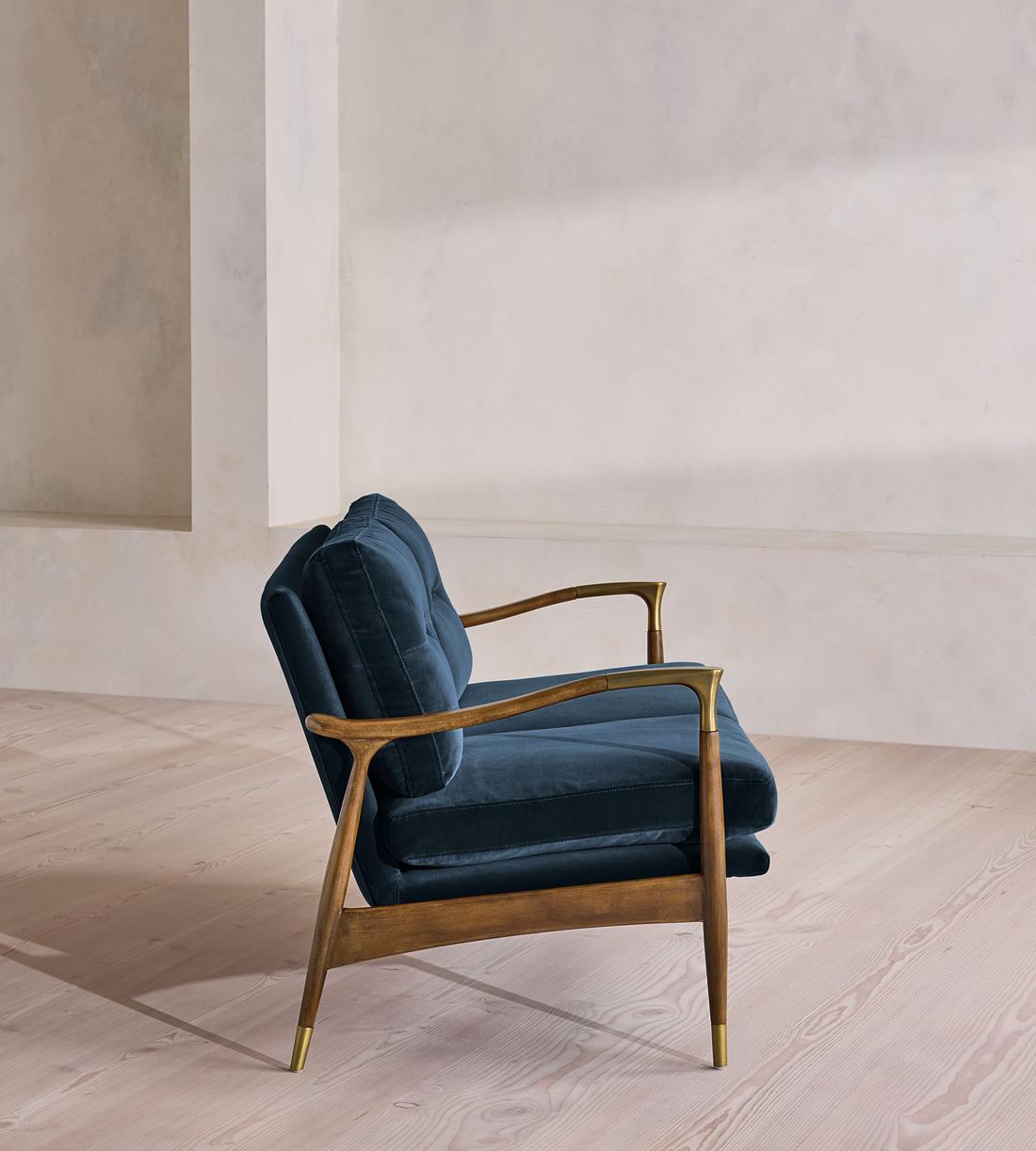 Theodore Two Seater Sofa - Velvet - Royal Blue - US - Images - Image 3