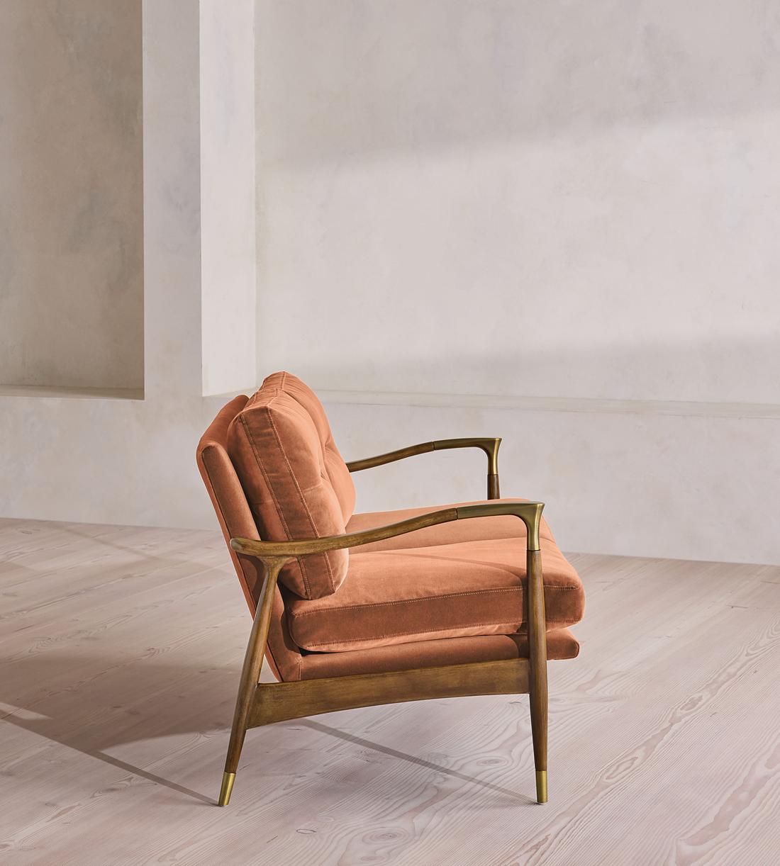 Theodore Two Seater Sofa - Velvet - Antique Rose - US - Images - Image 3