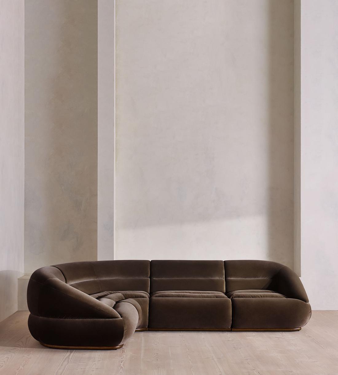 Edison Modular Sofa - L-Shape Sofa - Velvet - Chocolate US - Listing - Image 4
