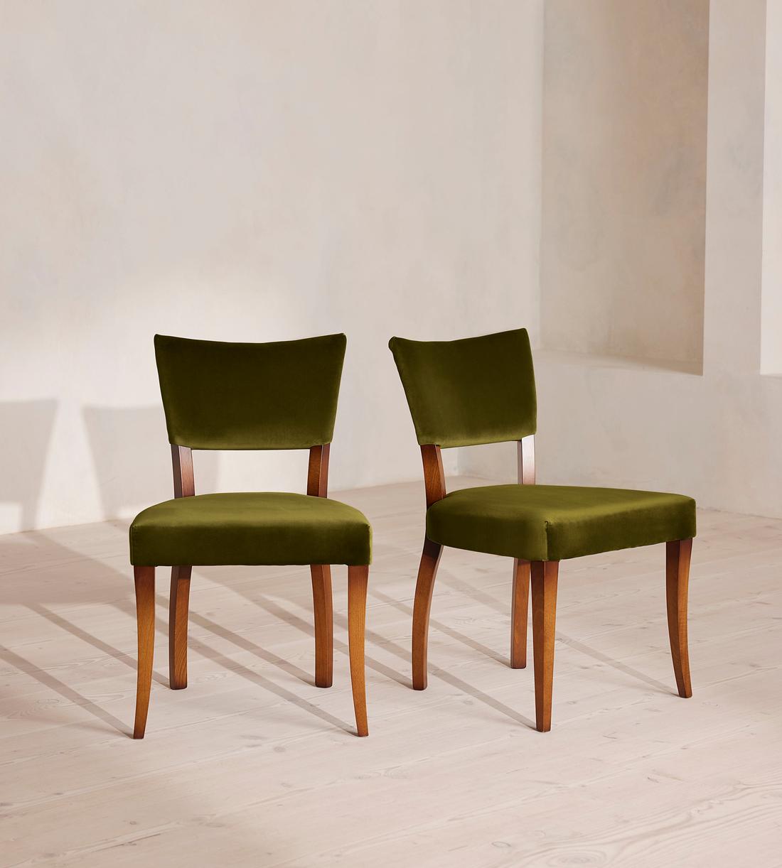 Pair of Molina Dining Chairs - Velvet - Olive  - US - Images - Image 5