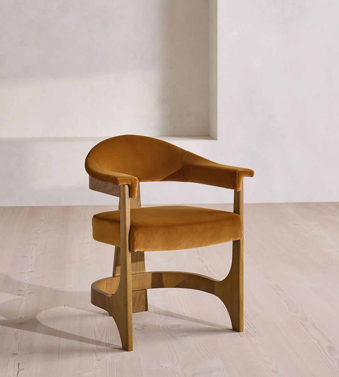 Georgina Dining Chair - Velvet - Mustard - UK - Listing - Image 1