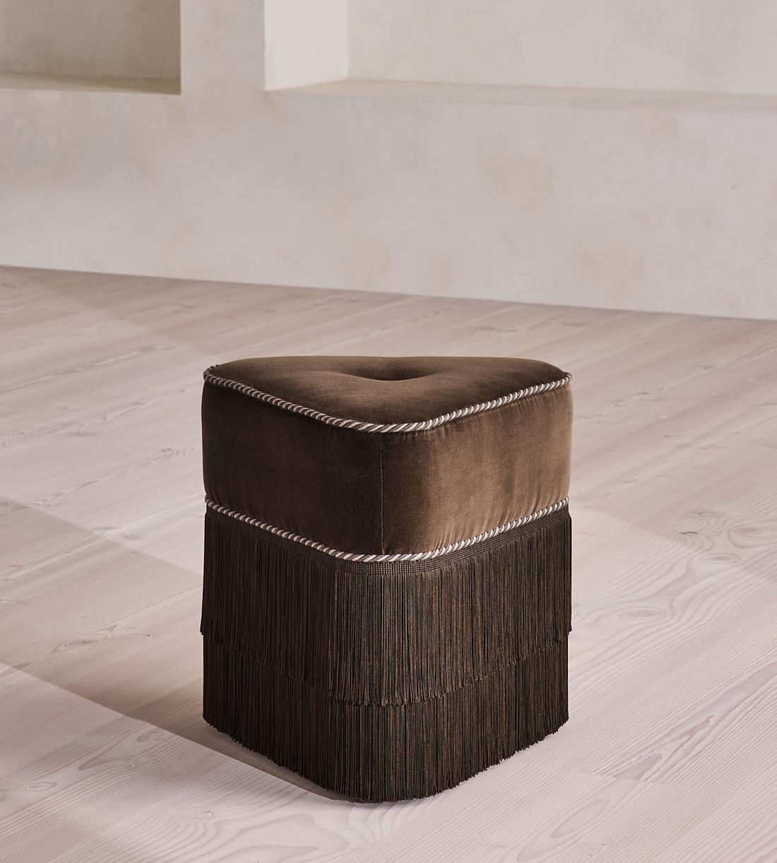 Marta Footstool - Velvet - Chocolate - UK - Listing - Image 1