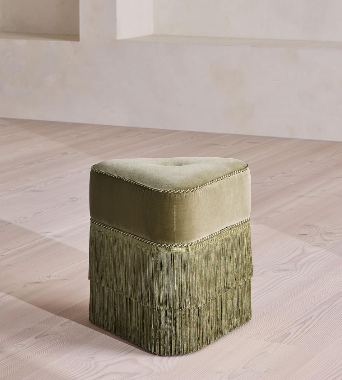 Marta Footstool - Velvet - Lichen - UK - Listing - Image 1