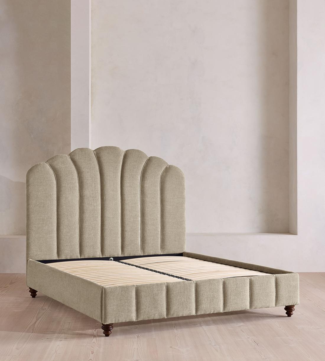 Manette Bed - King - Linen Chenille - Stone - UK - Images - Image 3