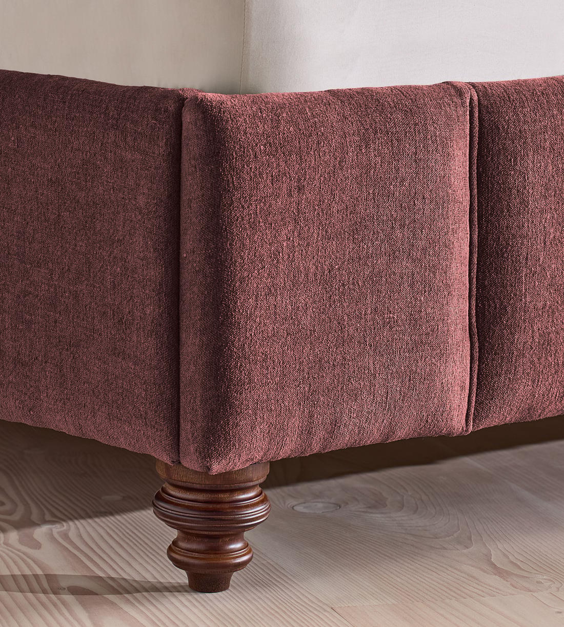 Manette Bed - Double - Linen Chenille - Bordeaux - UK - Images - Image 6