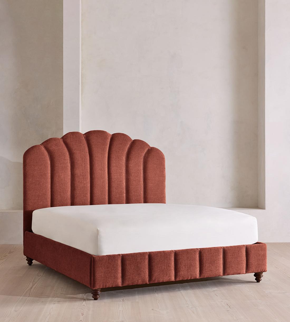 Manette Bed - Double - Linen Chenille - Rust - UK - Listing - Image 1