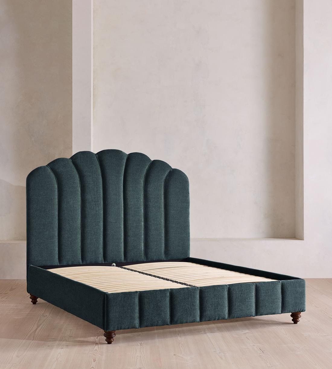 Manette Bed - King - Linen Chenille - Deep Teal - UK - Images - Image 3