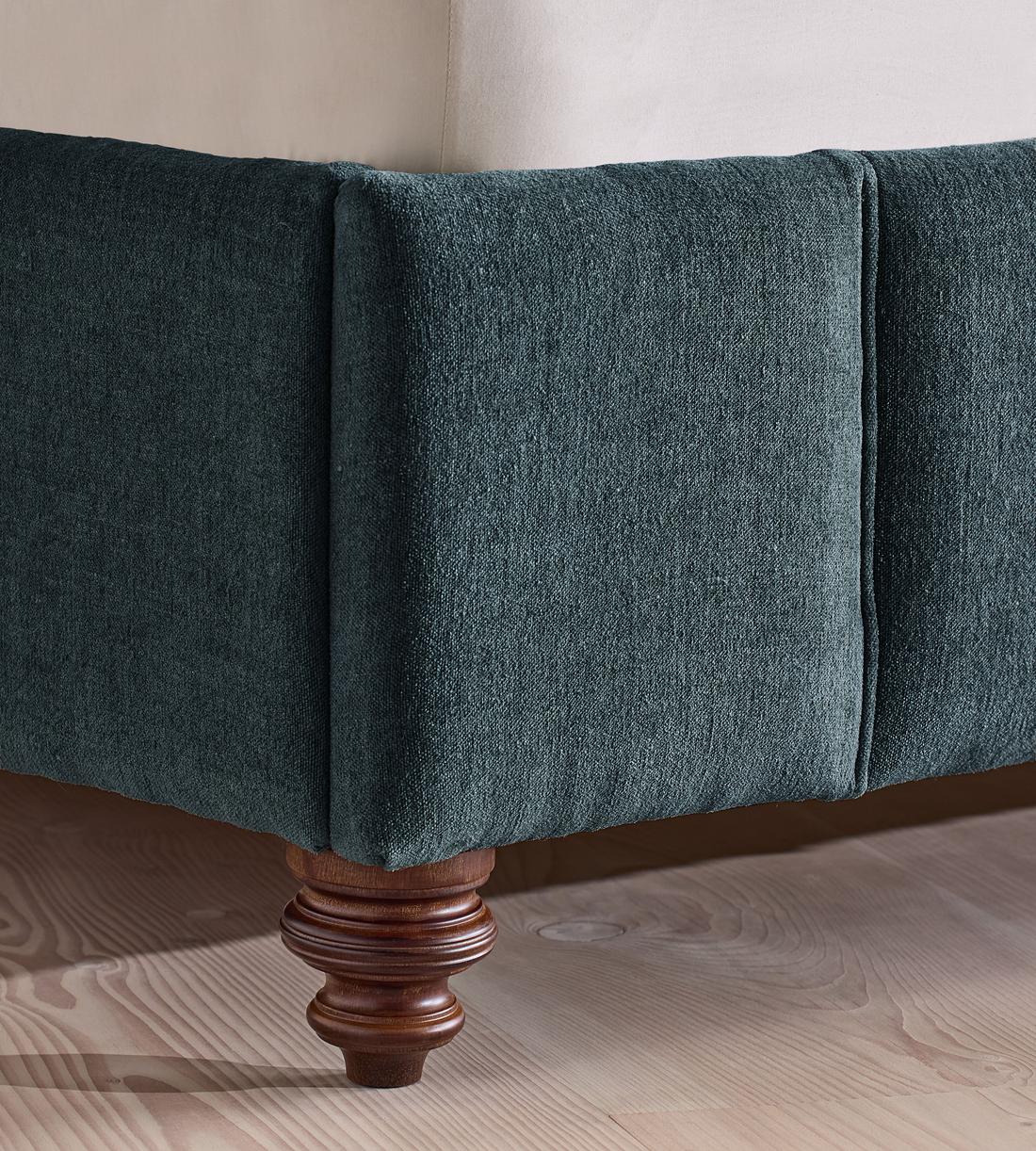 Manette Bed - King - Linen Chenille - Deep Teal - UK - Images - Image 6