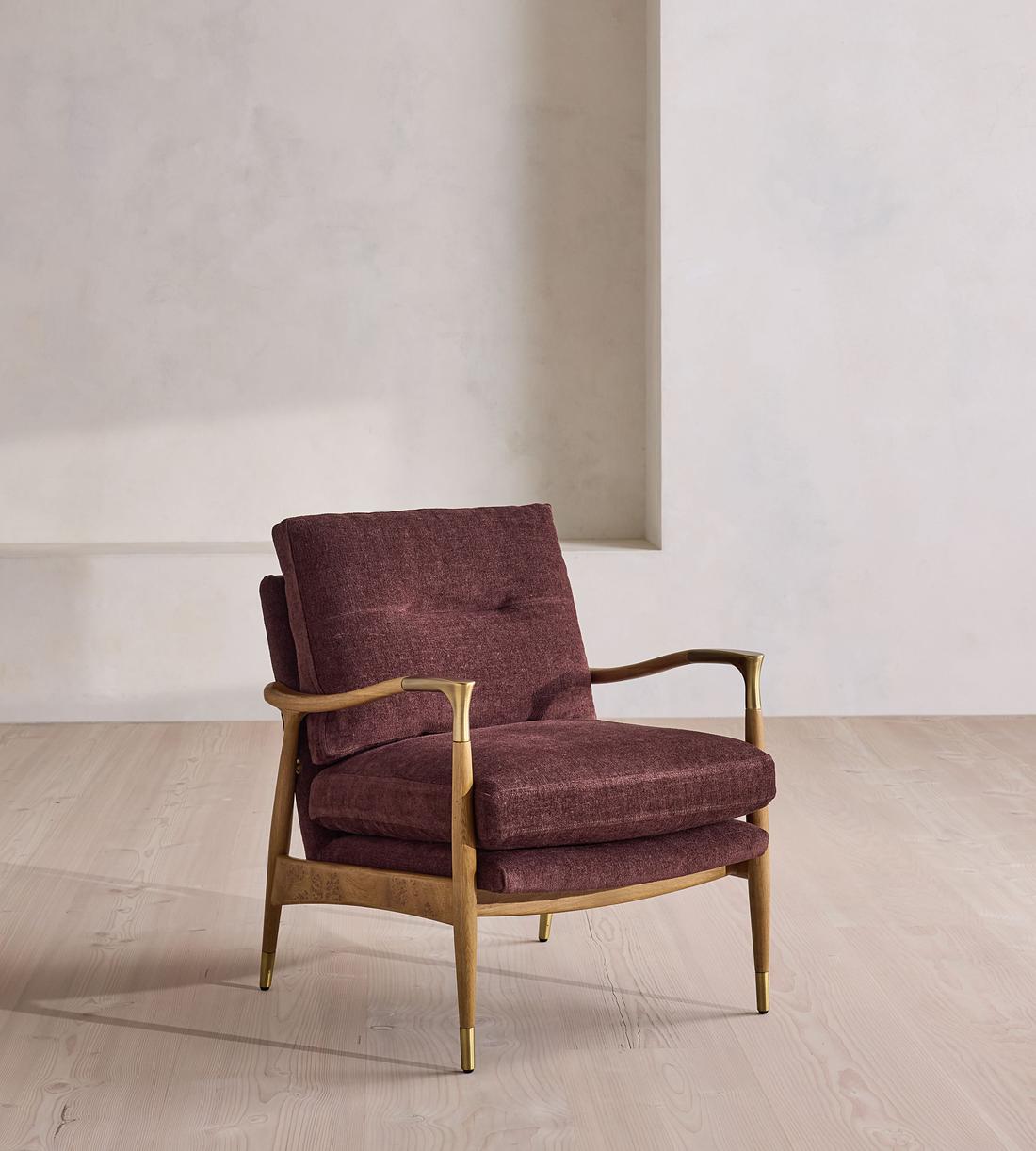 Theodore Burl Armchair - Linen Chenille - Bordeaux - UK - Listing - Image 2