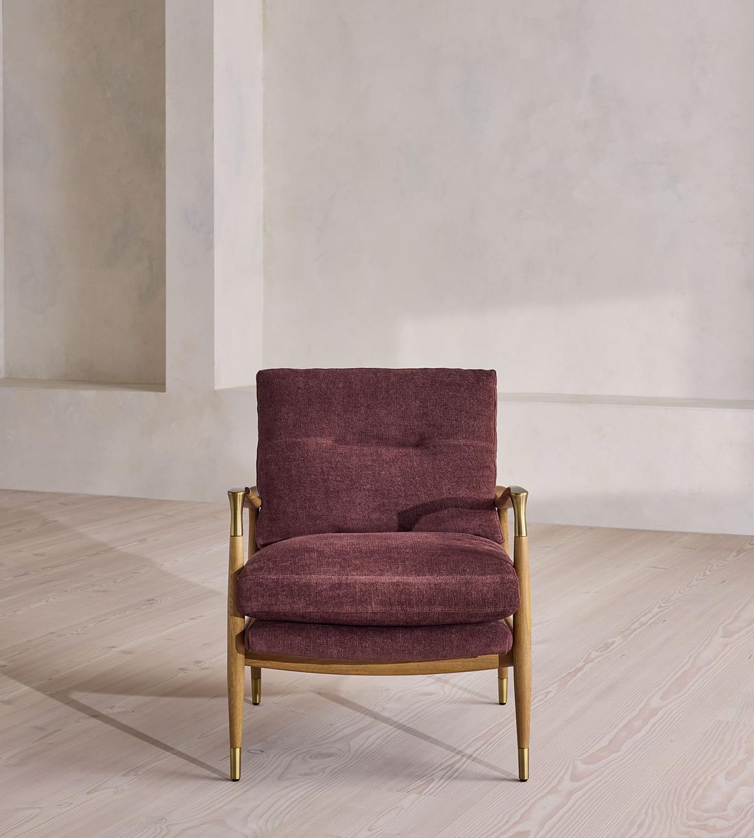 Theodore Burl Armchair - Linen Chenille - Bordeaux - UK - Images - Image 4