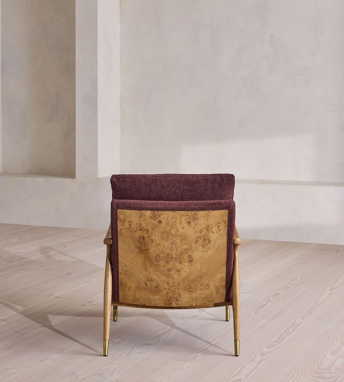 Theodore Burl Armchair - Linen Chenille - Bordeaux - UK - Images - Image 7