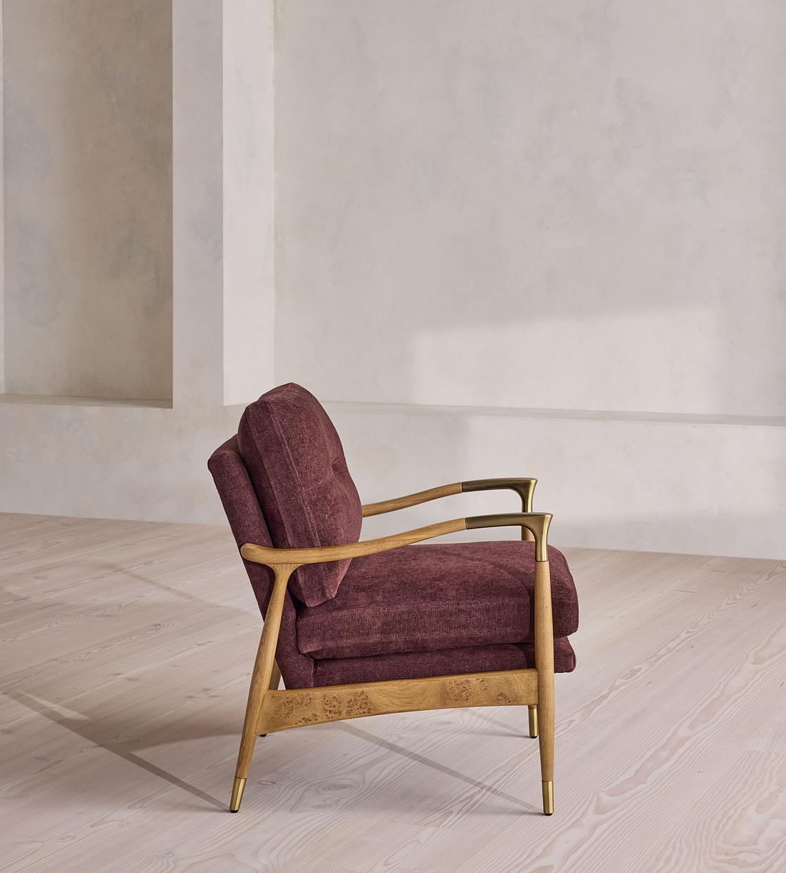 Theodore Burl Armchair - Linen Chenille - Bordeaux - US - Images - Image 5