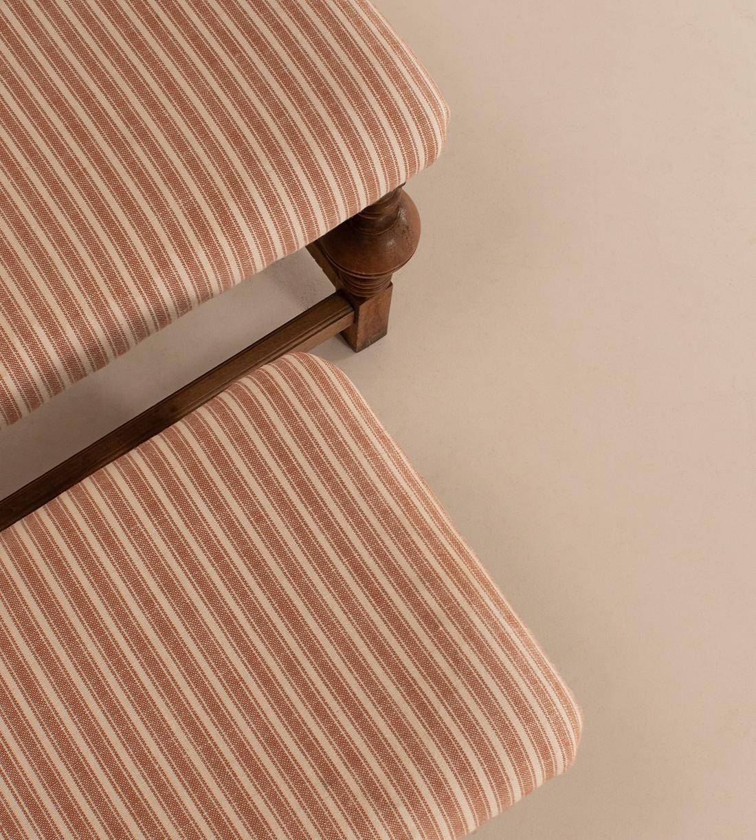 Vintage Pair of Brutalist Bed Stools - Rust Stripe - Italy - Images - Image 5