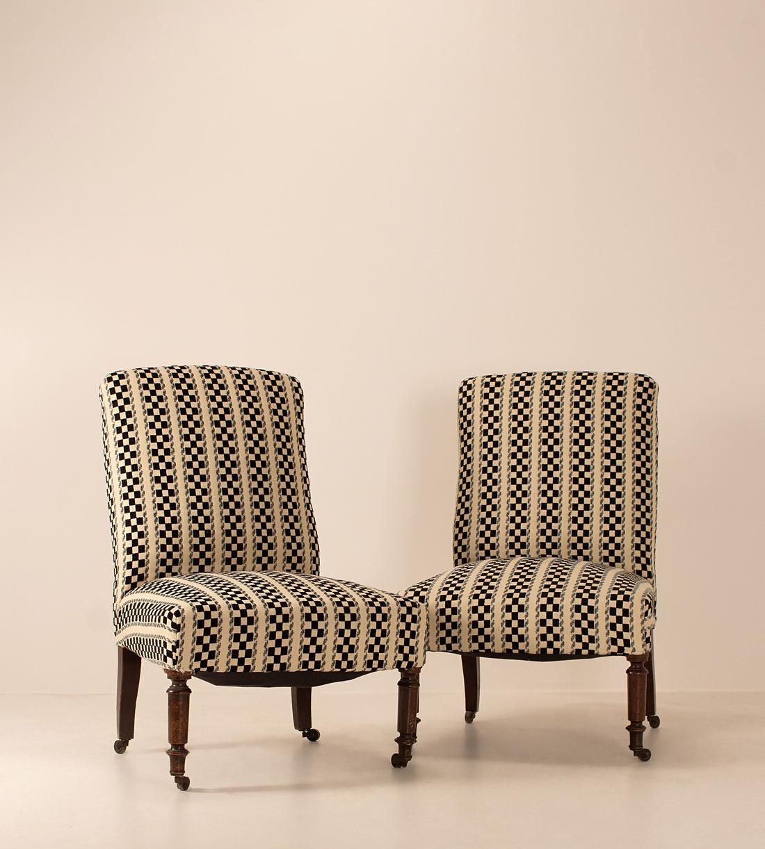 Vintage Pair of Side Chairs - Ebonised Wood - France - Listing - Image 1