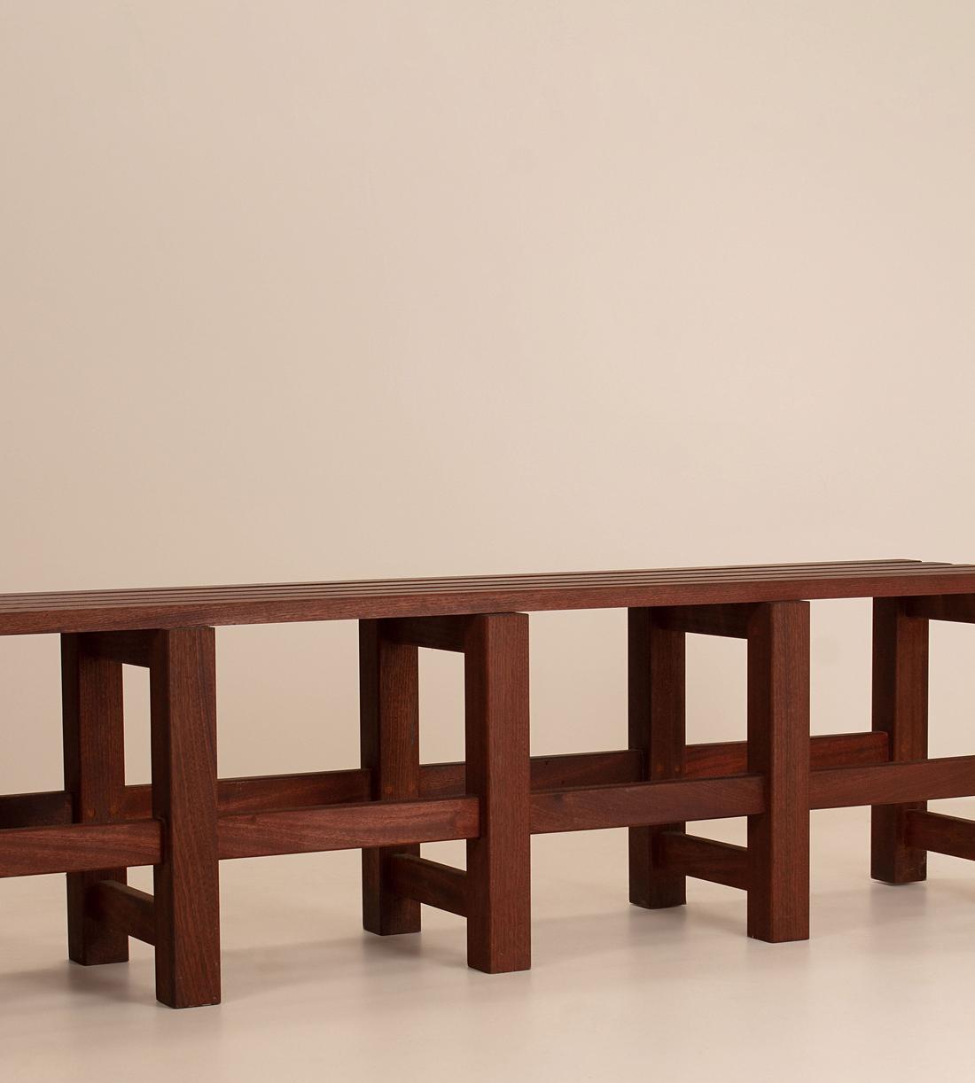 Vintage Mid Century Wooden Bench - Belgium - Images - Image 3