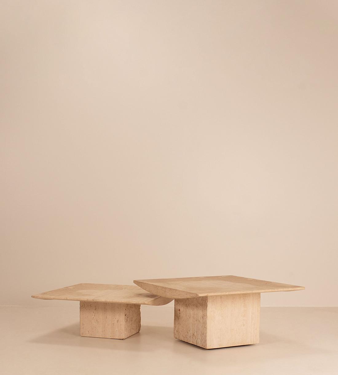 Vintage Mid Century Coffee Table Set - Travertine - Listing - Image 1