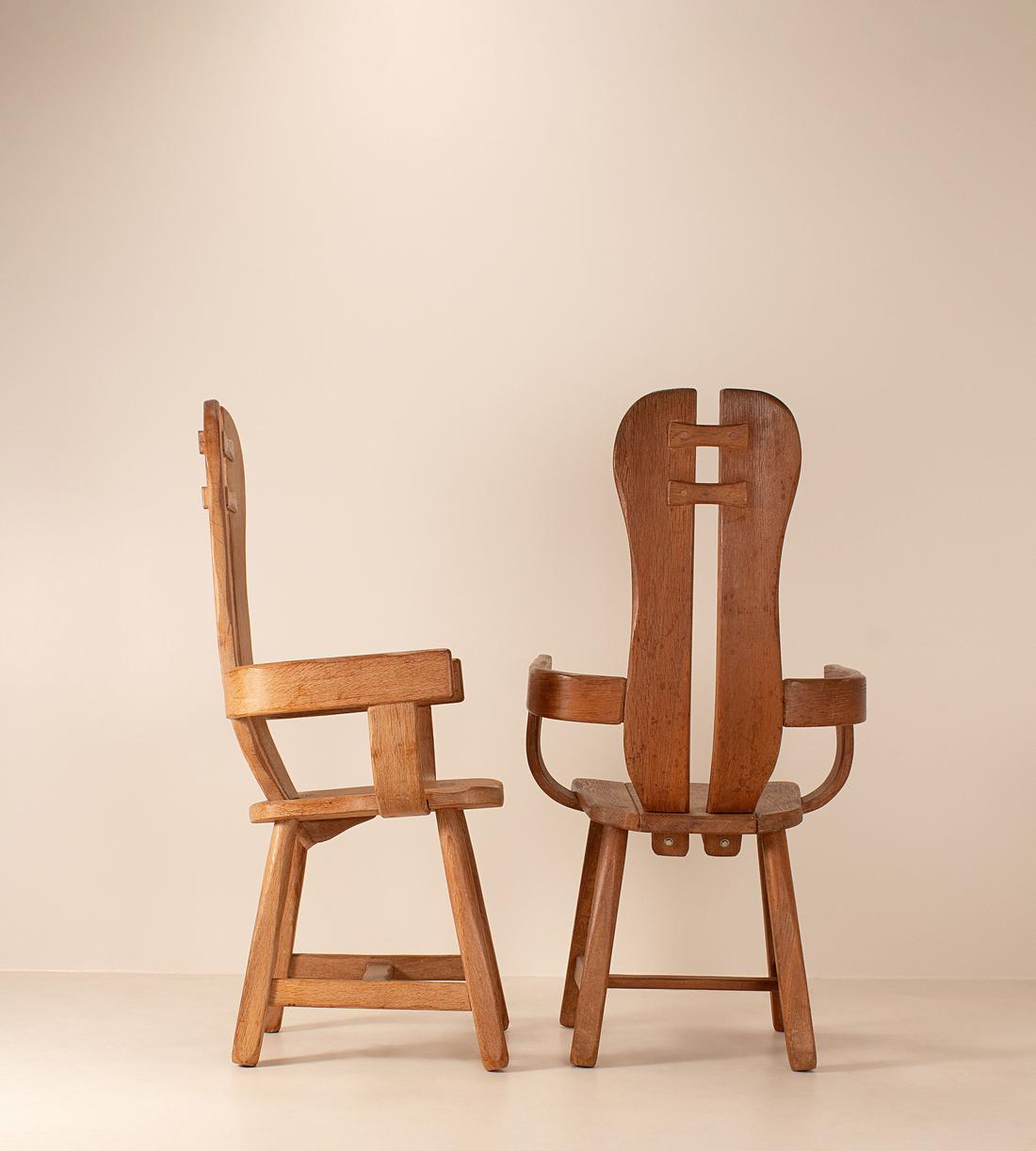 Vintage Pair of De Puydt Brutalist Arm Chairs - Oak - Listing - Image 2