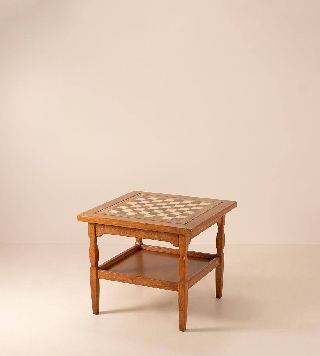 Vintage Mid Century Chess Table - Wood and Marble - Images - Image 3