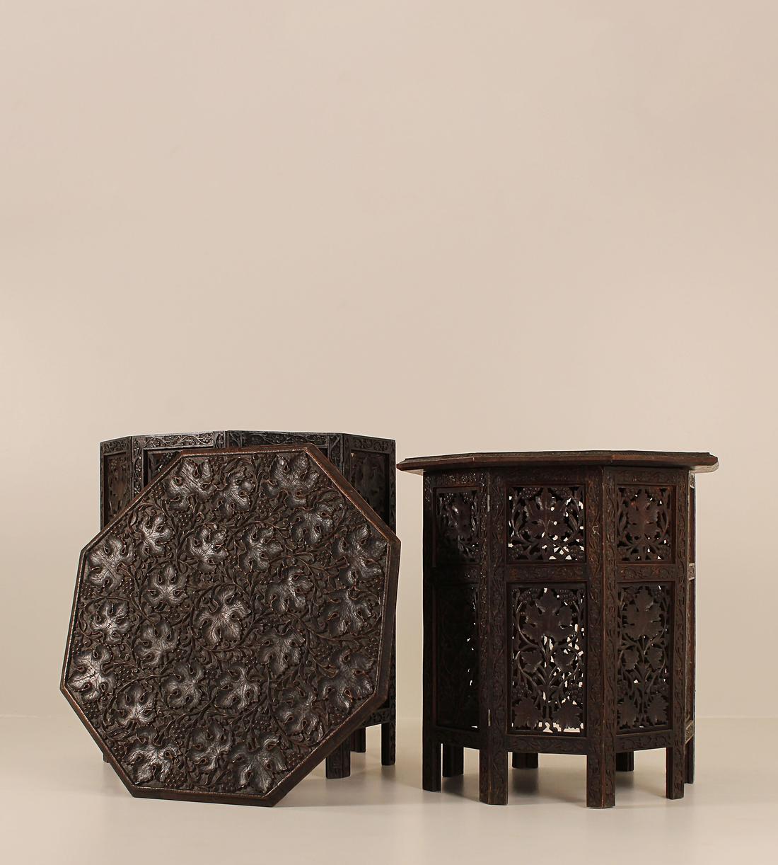Vintage Carved Side Tables - Wood - Listing - Image 2