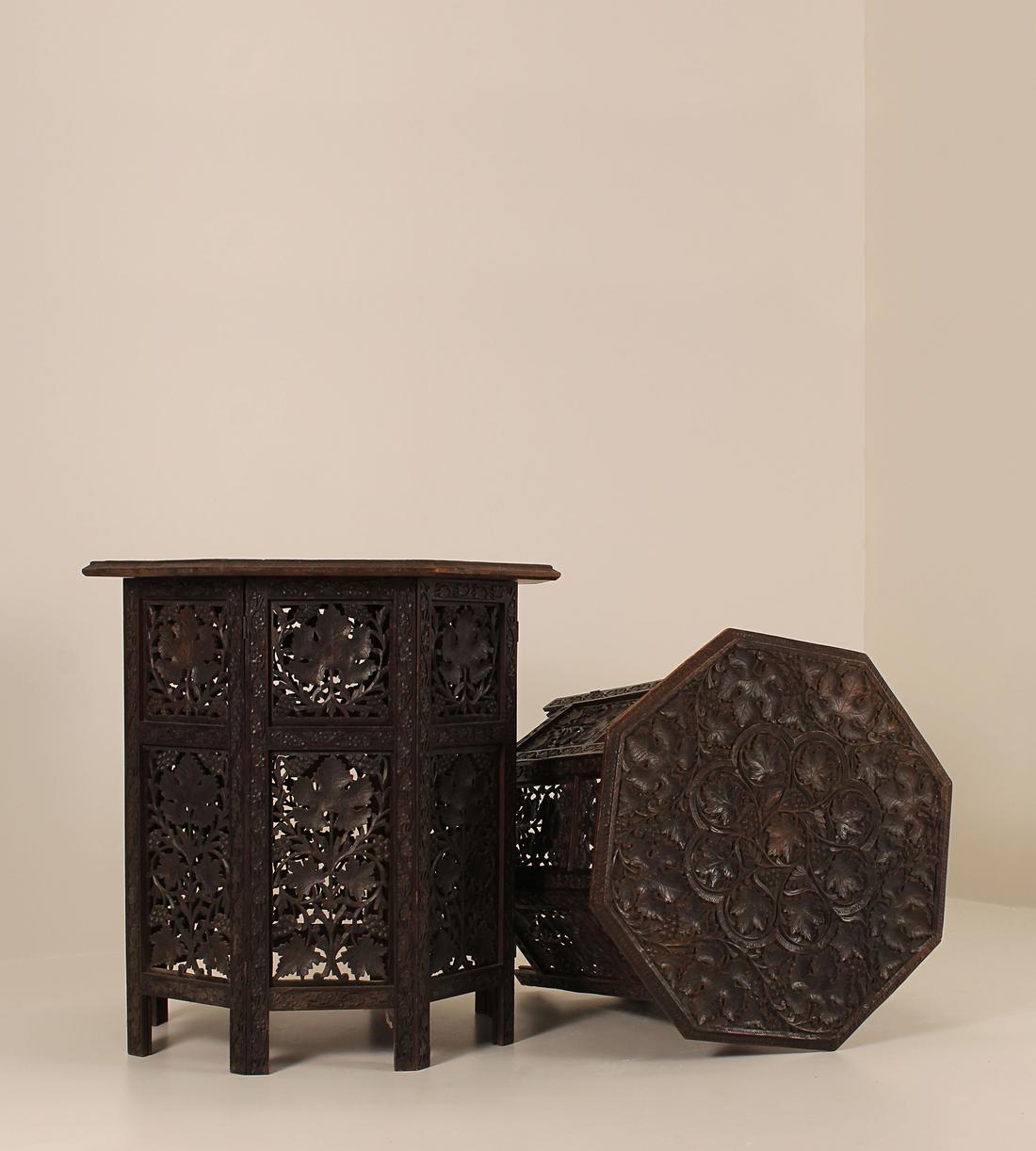 Vintage Carved Side Tables - Wood - Images - Image 5
