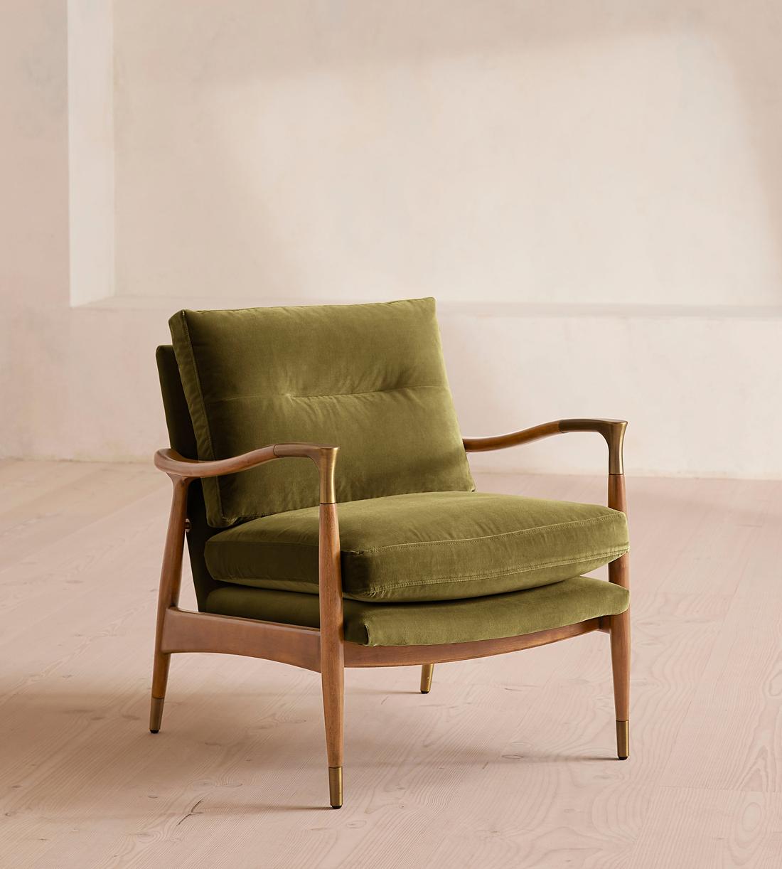 Theodore Armchair - Velvet - Olive - Listing - Image 1