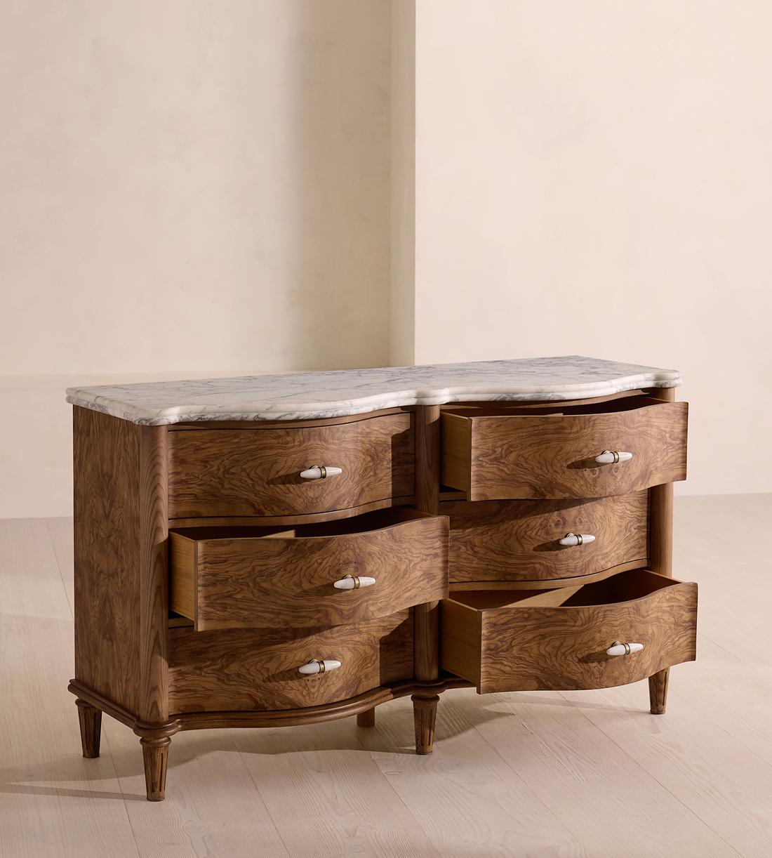 Valerie Six Drawer Dresser - Arabescato Corchia Marble - Images - Image 6
