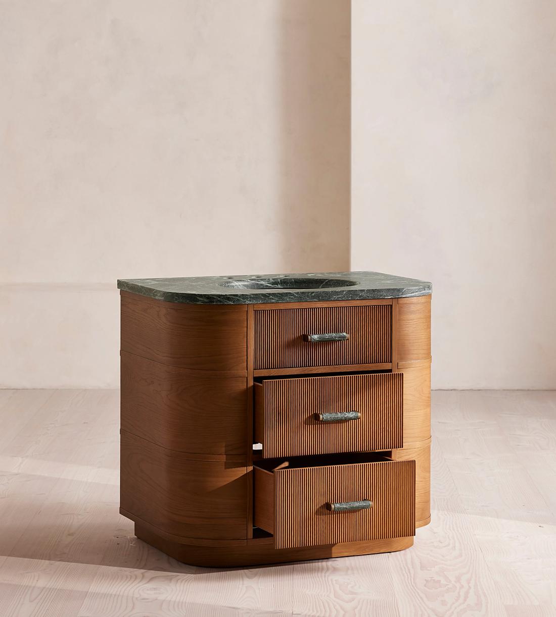Witley Single Vanity Unit - Napoli Green Marble - Images - Image 5