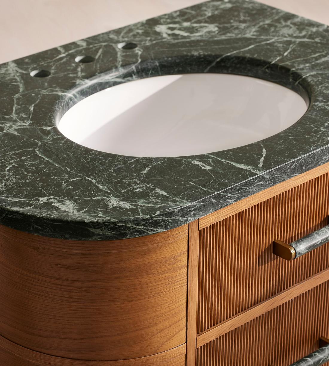 Witley Single Vanity Unit - Napoli Green Marble - Images - Image 5