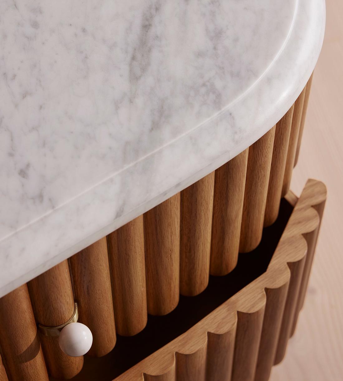 Carlisle Bedside Table - Carrara Marble - Large - Images - Image 7